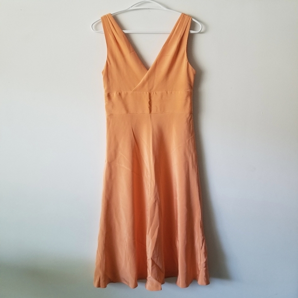 J CREW Sophia 100% Silk Tricotine Dress Size 4 Petite - Peach Orange - Picture 1 of 13